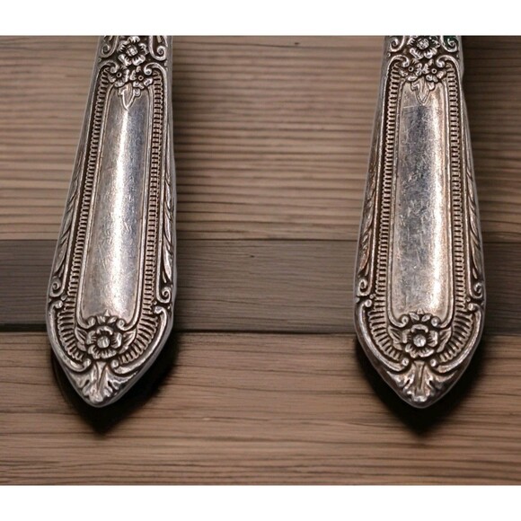 Lot Of 4 Antique 6" Wm Rogers Cotillion Silverplate Flatware IS Serving Spoons - Picture 2 of 12